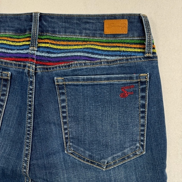Seven 7 Hollywood Skinny Jeans Womens Size 8 Medium Blue Rainbow High Rise - Picture 14 of 14